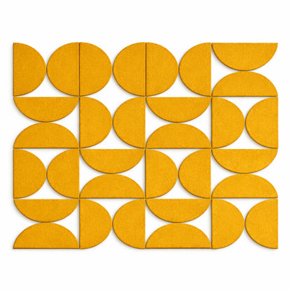 Semi-Circle Felt Acoustic Panels 48”x48” | Mustard | 32 Pcs