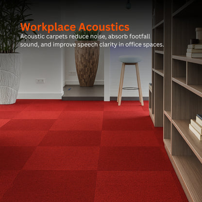 Acoustic Carpet Tiles | 50x50 cm | Velvet Red | 64 Sq Ft