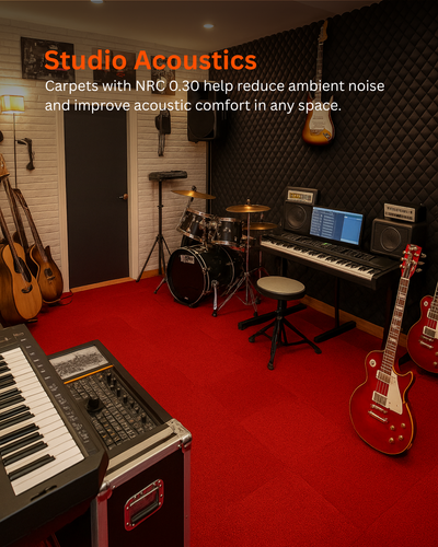 Acoustic Carpet Tiles - Rose Madder