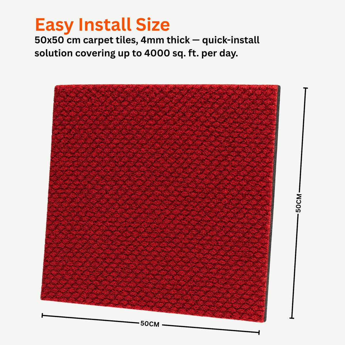 Acoustic Carpet Tiles | 50x50 cm | Velvet Red | 64 Sq Ft