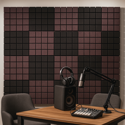 Turbo Acoustic Foam 1x1 ft, Charcoal + Wine