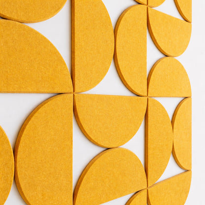 Semi-Circle Felt Acoustic Panels 48”x48” | Mustard | 32 Pcs