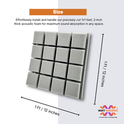 Turbo Acoustic Foam 1x1 ft, Charcoal + Stone White