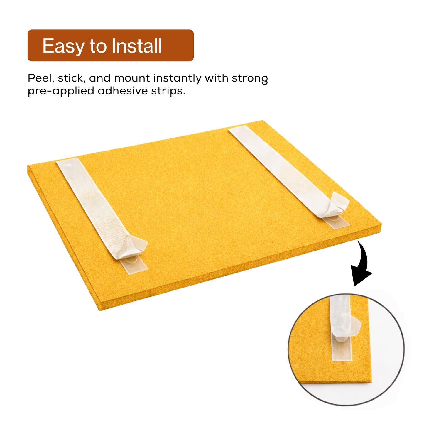 Slats Felt Acoustic Panels 30×30 cm Panels Mustard Set of 8