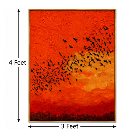 Crimson Flight – Designer Canvas Felt Acoustic Wall Panel (4 X 3)