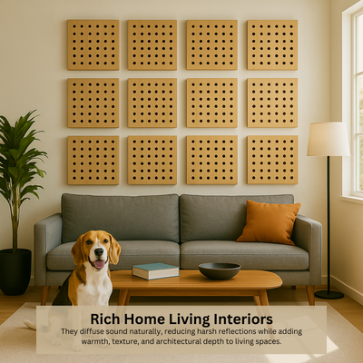 SoundaXe® M-Dot Acoustic Panels, 2x2 Ft, Douglas Pine