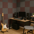 Pyramid Acoustic Foam Panel 1" | 1 X 1 feet | Pro Charcoal & Wine