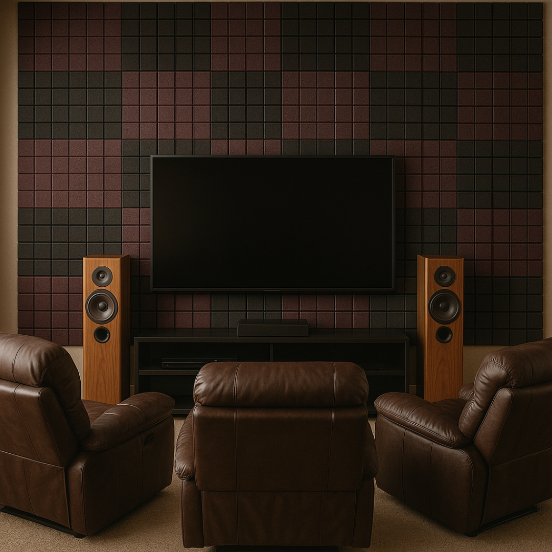 Turbo Acoustic Foam 1x1 ft, Charcoal + Wine