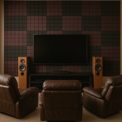 Turbo Acoustic Foam 1x1 ft, Charcoal + Wine