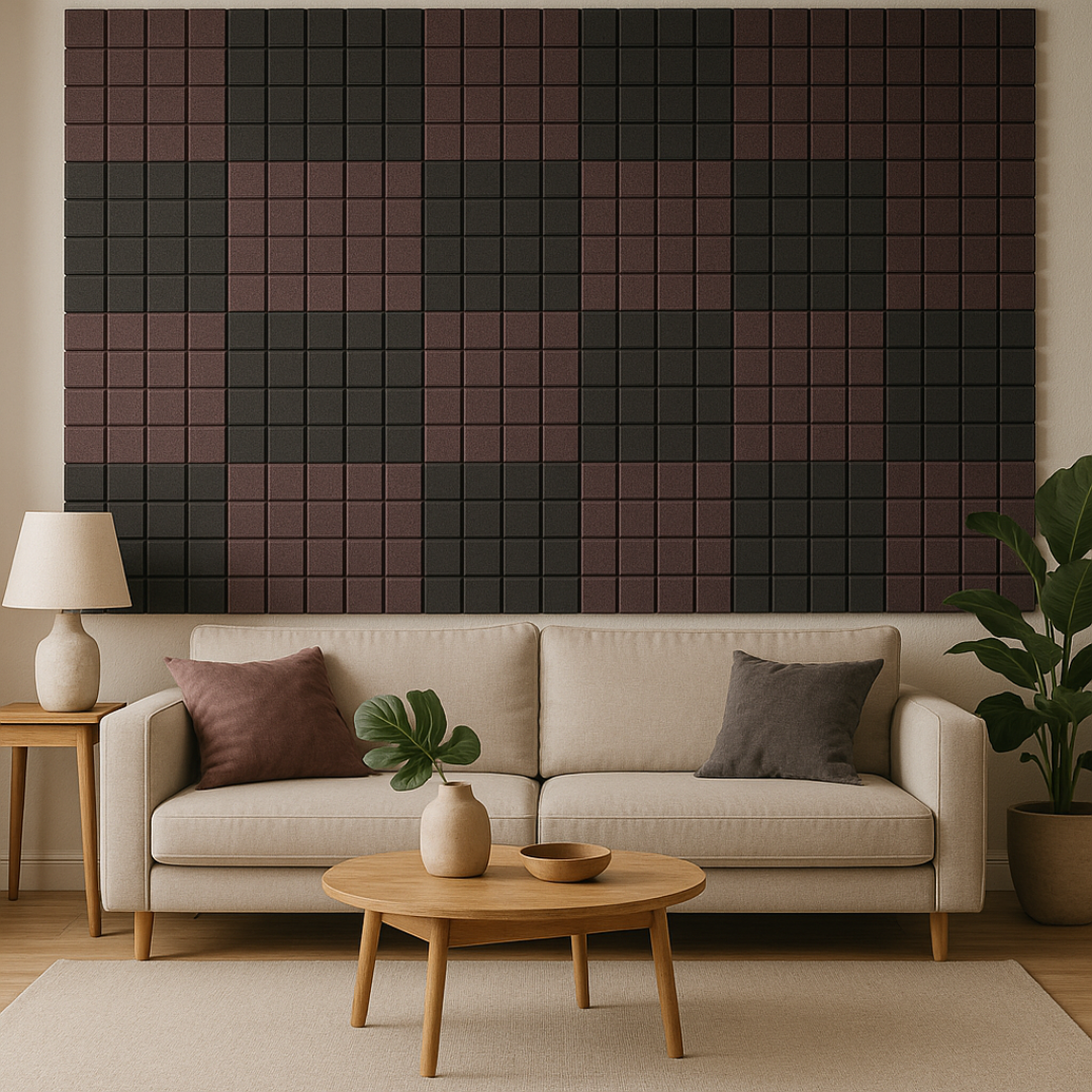 Turbo Acoustic Foam 1x1 ft, Charcoal + Wine