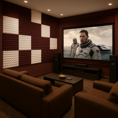 Pyramid Acoustic Foam Panel 1" | 1 X 1 Feet | Stone White & Wine