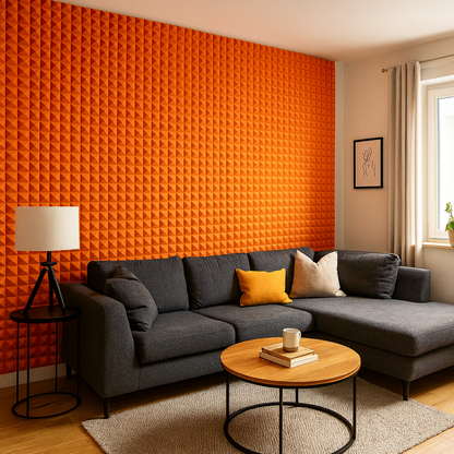 Pyramid Acoustic Foam 1”, 1x1 Ft, MMT Orange