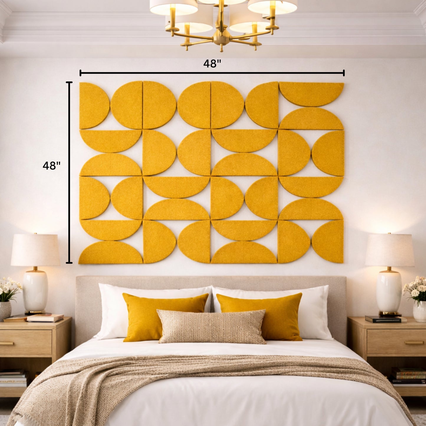 Semi-Circle Felt Acoustic Panels 48”x48” | Mustard | 32 Pcs