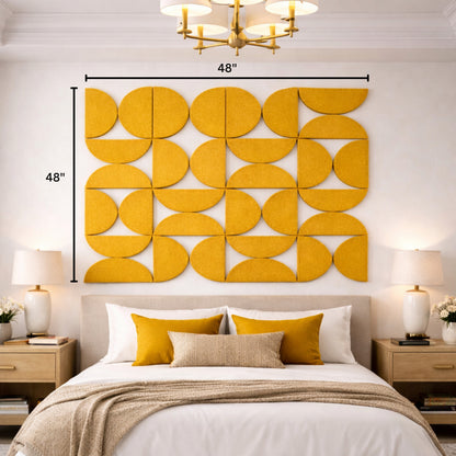 Semi-Circle Felt Acoustic Panels 48”x48” | Mustard | 32 Pcs
