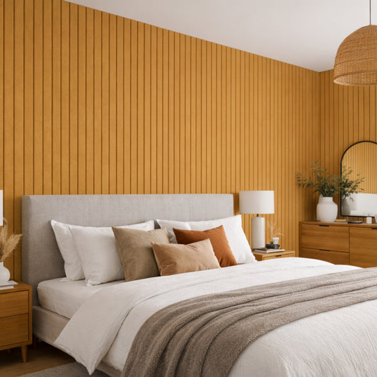 Slats Felt Acoustic Panels 30×30 cm Panels Camel  Set of 8