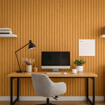 Slats Felt Acoustic Panels 30×30 cm Panels Camel  Set of 8