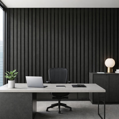 Slats Felt Acoustic Panels 30×30 cm Panels Black  Set of 8