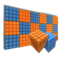 Turbo Acoustic Foam Panel 2" | 1 x 1 Feet | MMT Orange & European Blue