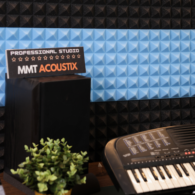 Pyramid Acoustic Foam Panel 2" | 1 x 1 Feet | Pro Charcoal & European Blue