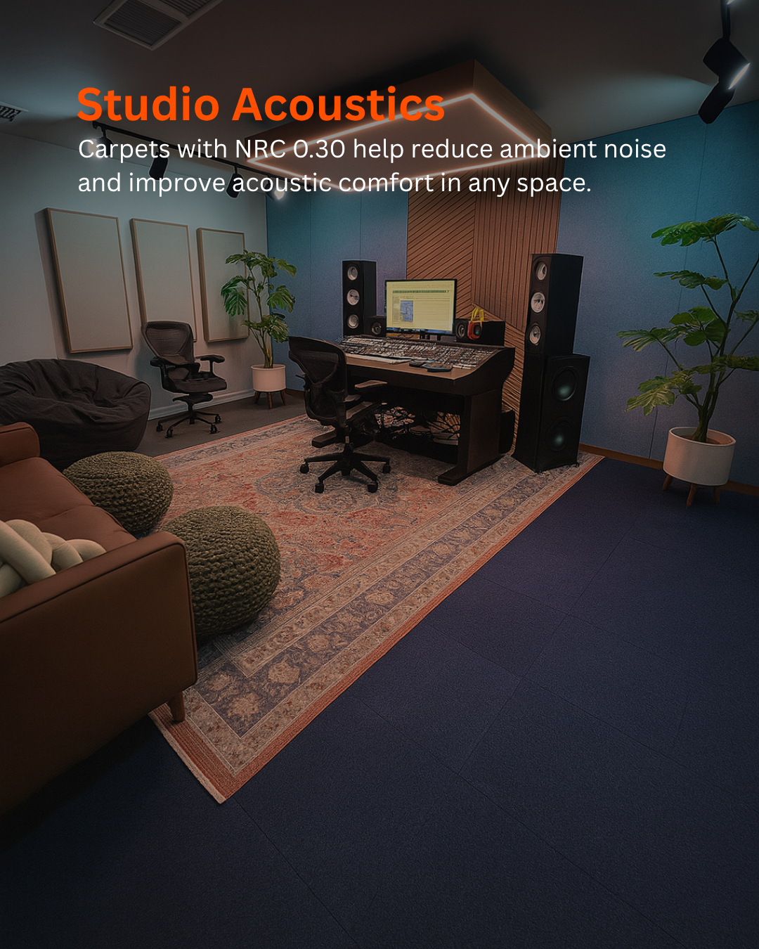 Acoustic Carpet Tiles - Dark Grey