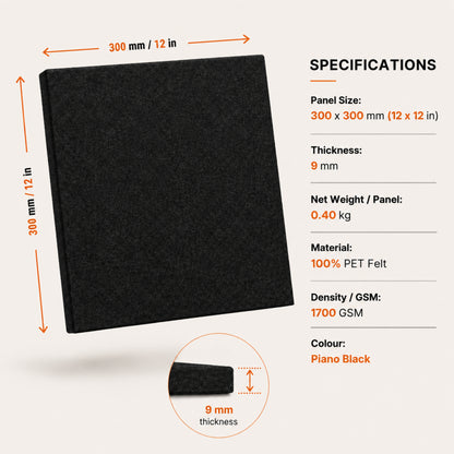 Piano Black PET felt acoustic panel close up texture