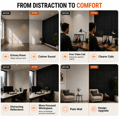 Felt PET Acoustic Panel | Office & Home Acoustics | Piano Black