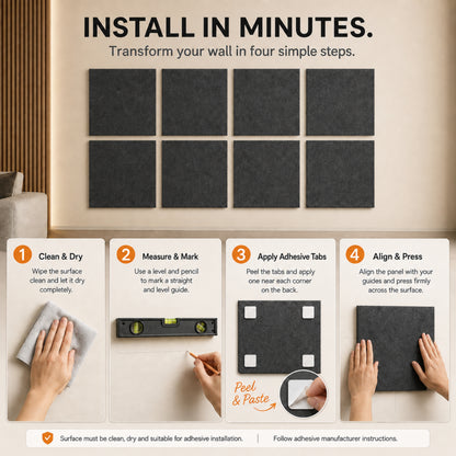 Felt PET Acoustic Panel | Office & Home Acoustics | Piano Black