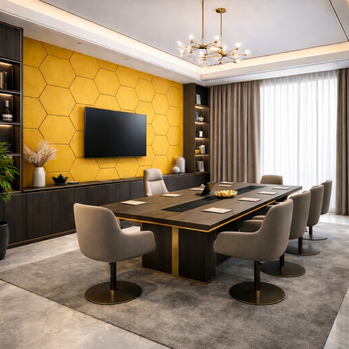 HexaFelt Bevelled Acoustic Panels | Mustard | 7 Pcs