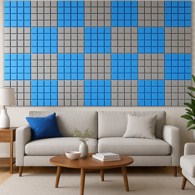 Turbo Acoustic Foam Panel 2" | 1 X 1 Feet | Stone White + European Blue