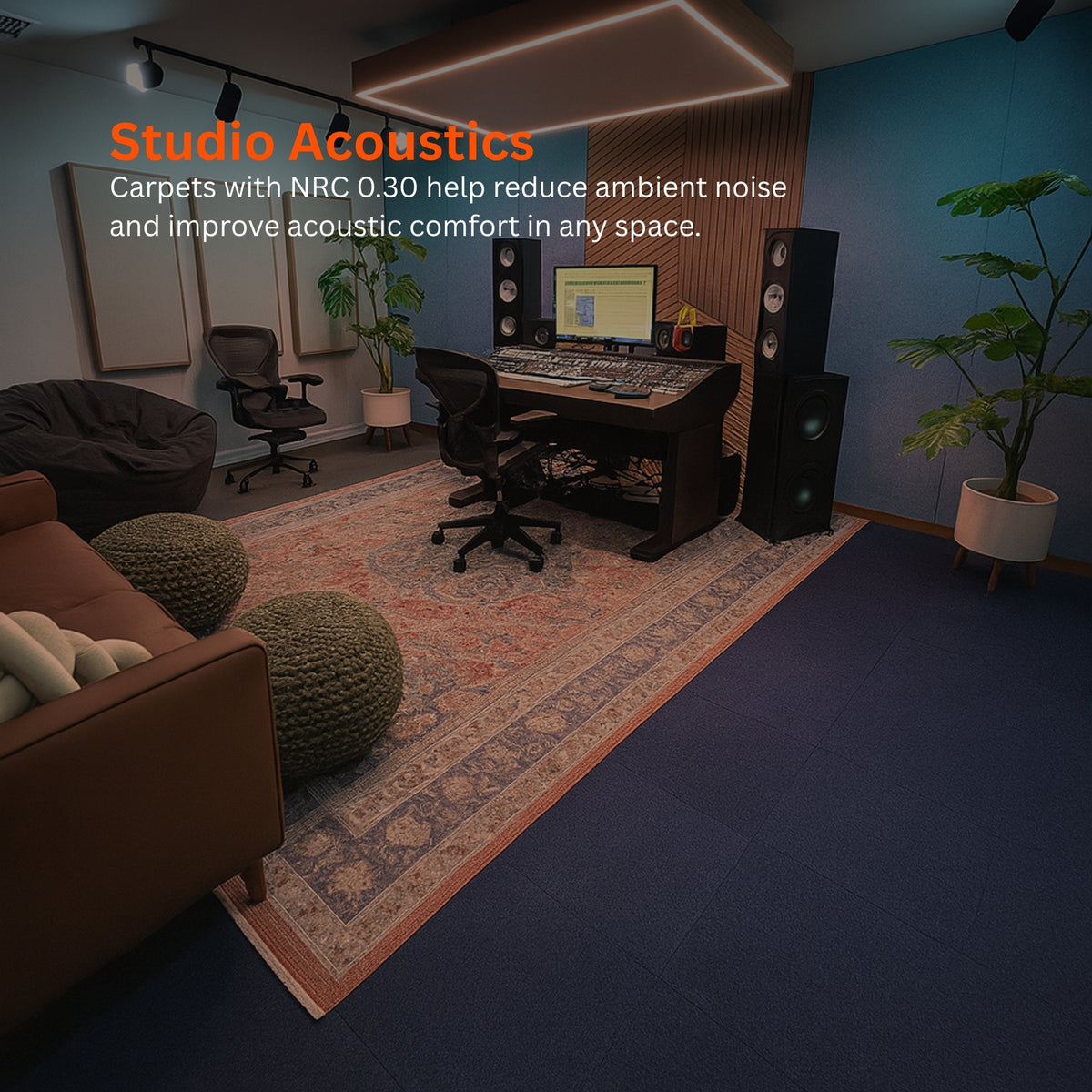 Acoustic Carpet Tiles | 50x50 cm | Dark Grey | 64 Sq Ft