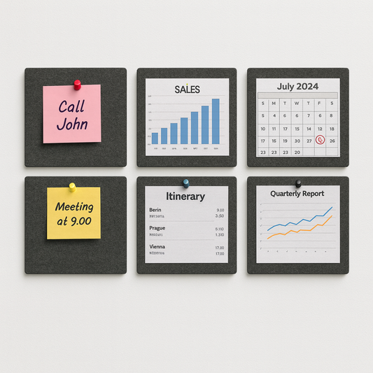 FeltPin Bulletin Board 30x30cm | Ash | 8 Pcs