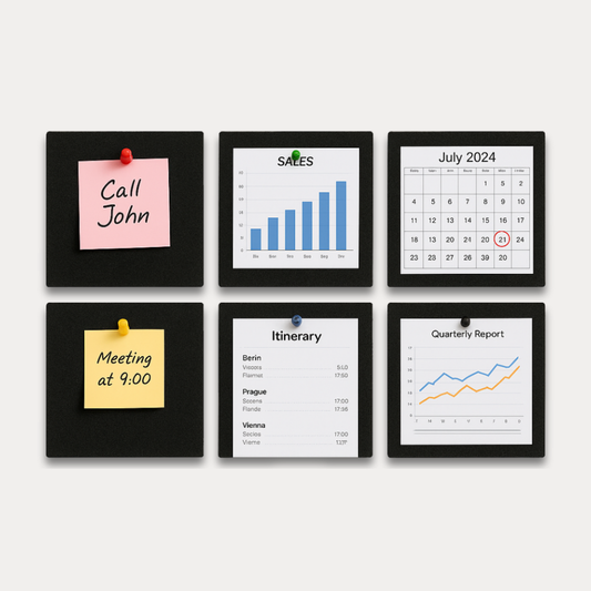 MMT Acoustix® FeltPin 8 Pcs Premium Felt Bulletin Boards for Office, Home & School | Felt Notice Board for Message, Notes, Calendar and Wall Decoration | 30x30cm, Piano Black