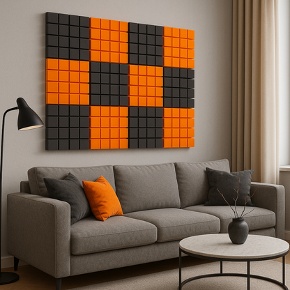 Turbo Acoustic Foam 1x1 ft, Charcoal + MMT Orange
