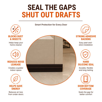 Hard silicone door bottom seal fitted under a door