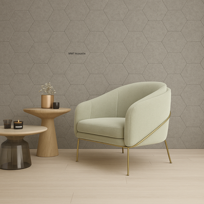 MMT Acoustix® HexaFelt Bevelled Acoustic Panels, Luxury Sound Absorbing Felt Wall Panels for Home, Office & Studios | VOC Free, 30×30 cm, NRC 0.90 | Pack of 7 |  Pumice