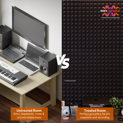 Pyramid Acoustic Foam Panel 1" | 1 X 1 feet | Pro Charcoal & Wine