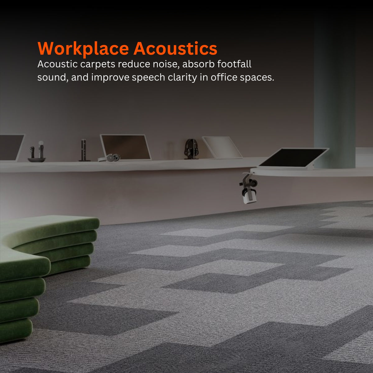 Acoustic Carpet Tiles | 50x50 cm | Dark Grey | 64 Sq Ft