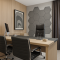MMT Acoustix® HexaFelt Bevelled Acoustic Panels, Luxury Sound Absorbing Felt Wall Panels for Home, Office & Studios | VOC Free, 30×30 cm, NRC 0.90 | Pack of 7 |  Pumice