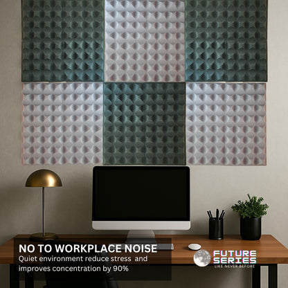 Alien Acoustic Foam 1x1 ft, Charcoal + Stone White