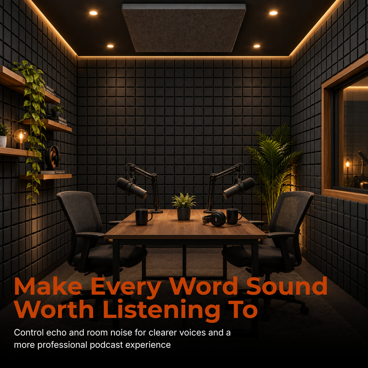 Turbo Acoustic Foam 1x1 ft, Charcoal Black