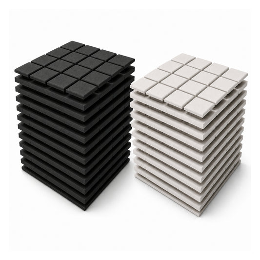 Turbo Acoustic Foam 1x1 ft, Charcoal Black + Stone White