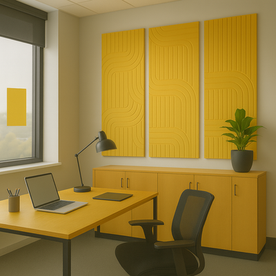 MMT Acoustix® Mirage Felt Acoustic Panels | Luxury Wall Acoustics with Premium Touch & Smooth CNC Grooves | 4x2 ft, 9mm Thick, NRC 0.50 | Soundproofing & Echo Control for Office, Living Room & Studio | Slide, Mustard