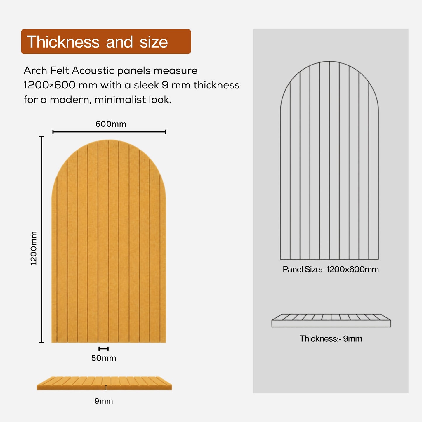 Arch PET Acoustic Panel | 4x2 feet | Camel
