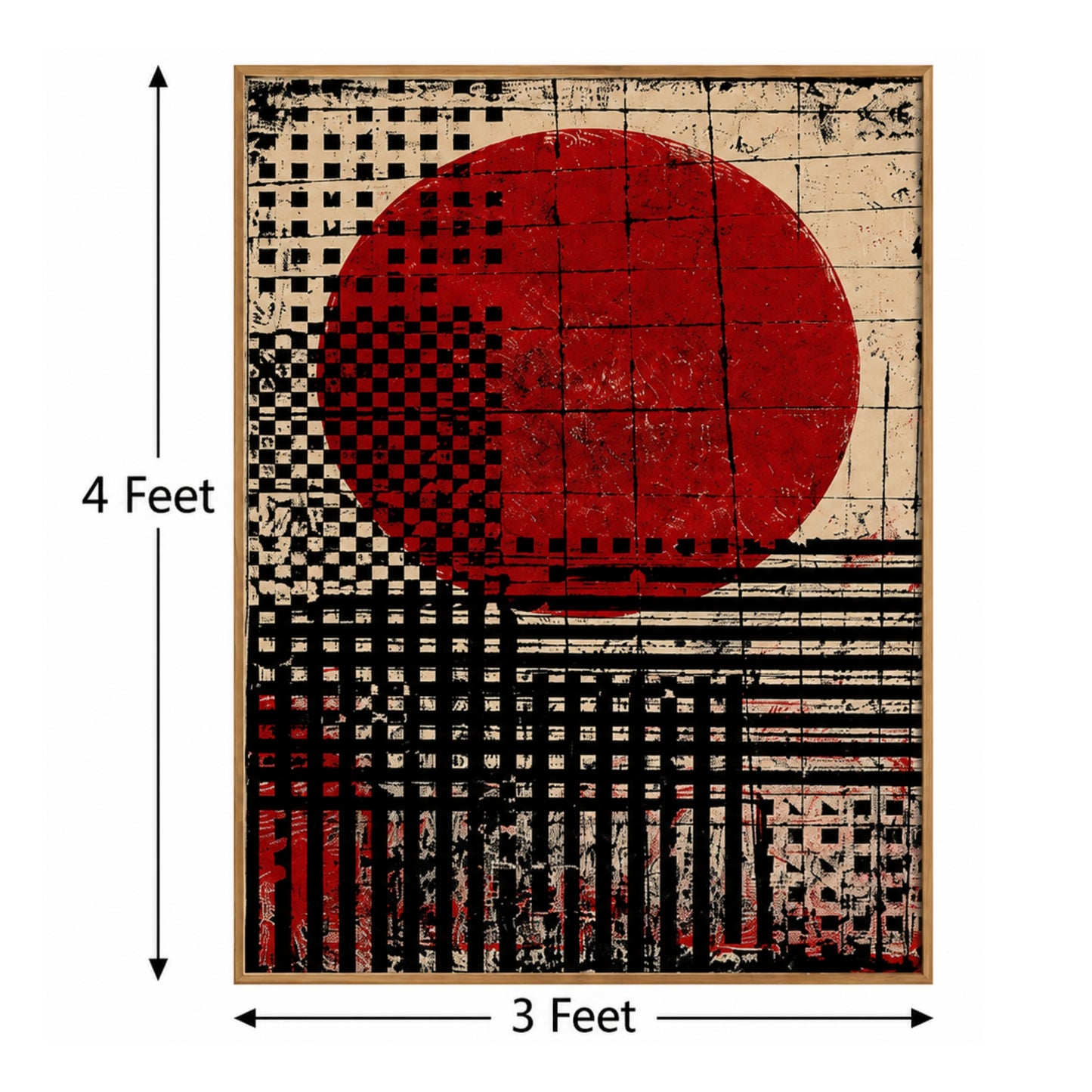 Crimson Grid – Luxury Canvas Felt Acoustic Panel (4 X 3)