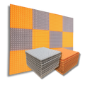 Pyramid Acoustic Foam Panel 1" | 1 X 1 Feet | Stone White & MMT Orange