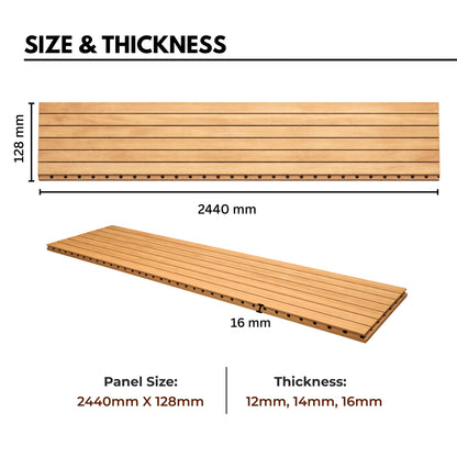 Acoustic Wooden Slats, MDF, 2440x128mm