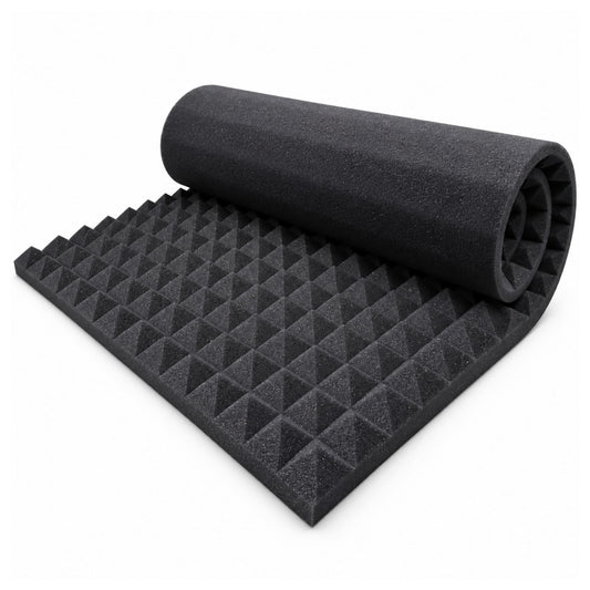 Pyramid Acoustic Foam 2”, 6x3 Ft, Charcoal Black