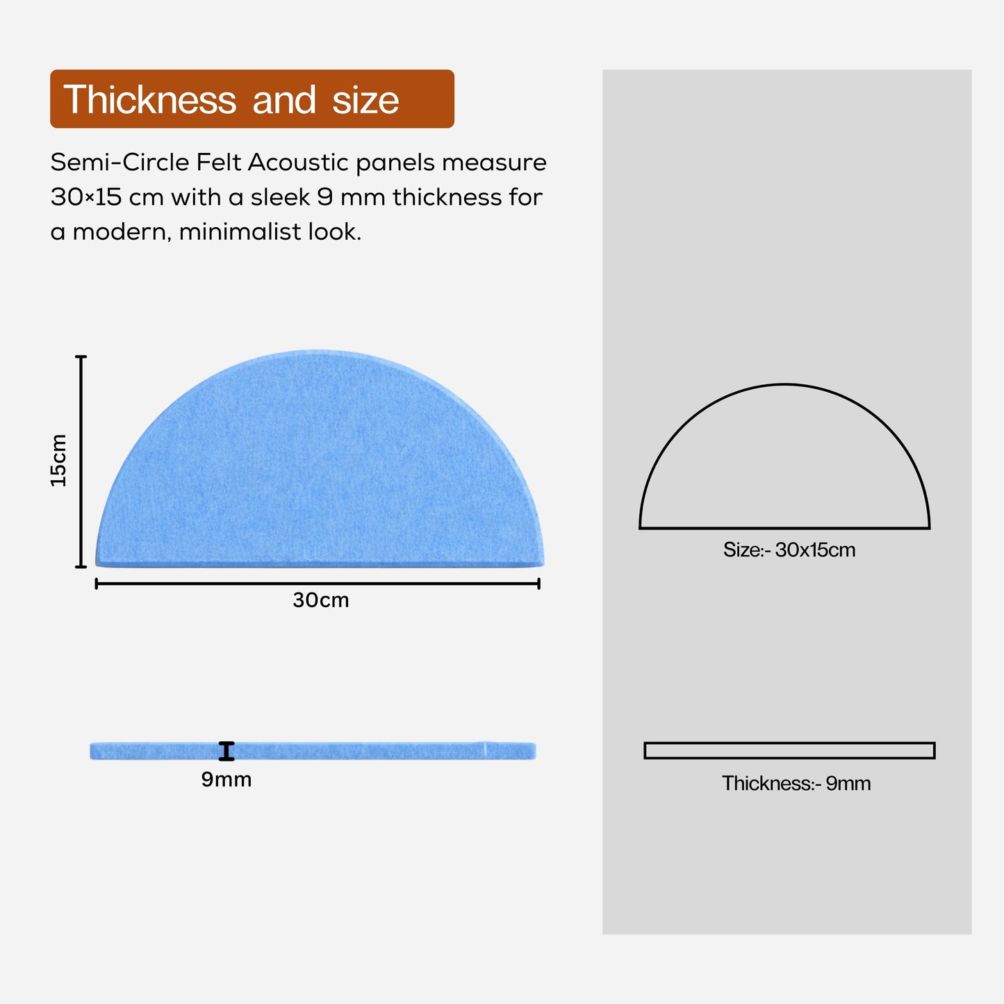 Semi-Circle Felt Acoustic Panels 48”x48” | Carolina | 32 Pcs