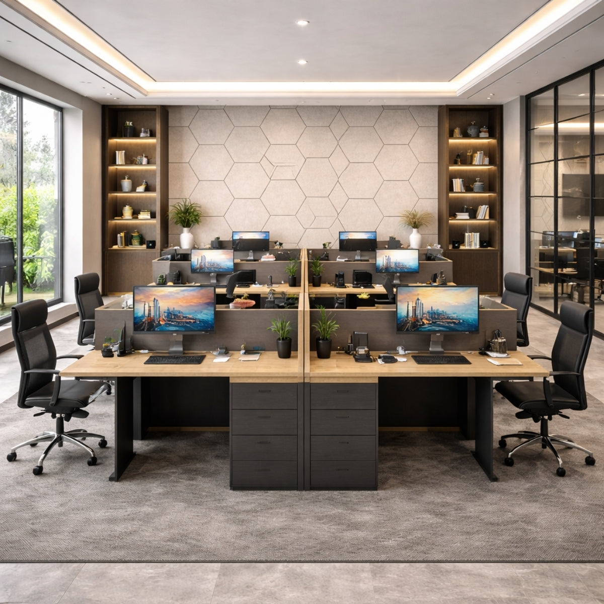 HexaFelt Bevelled Acoustic Panels | Pumice | 7 Pcs