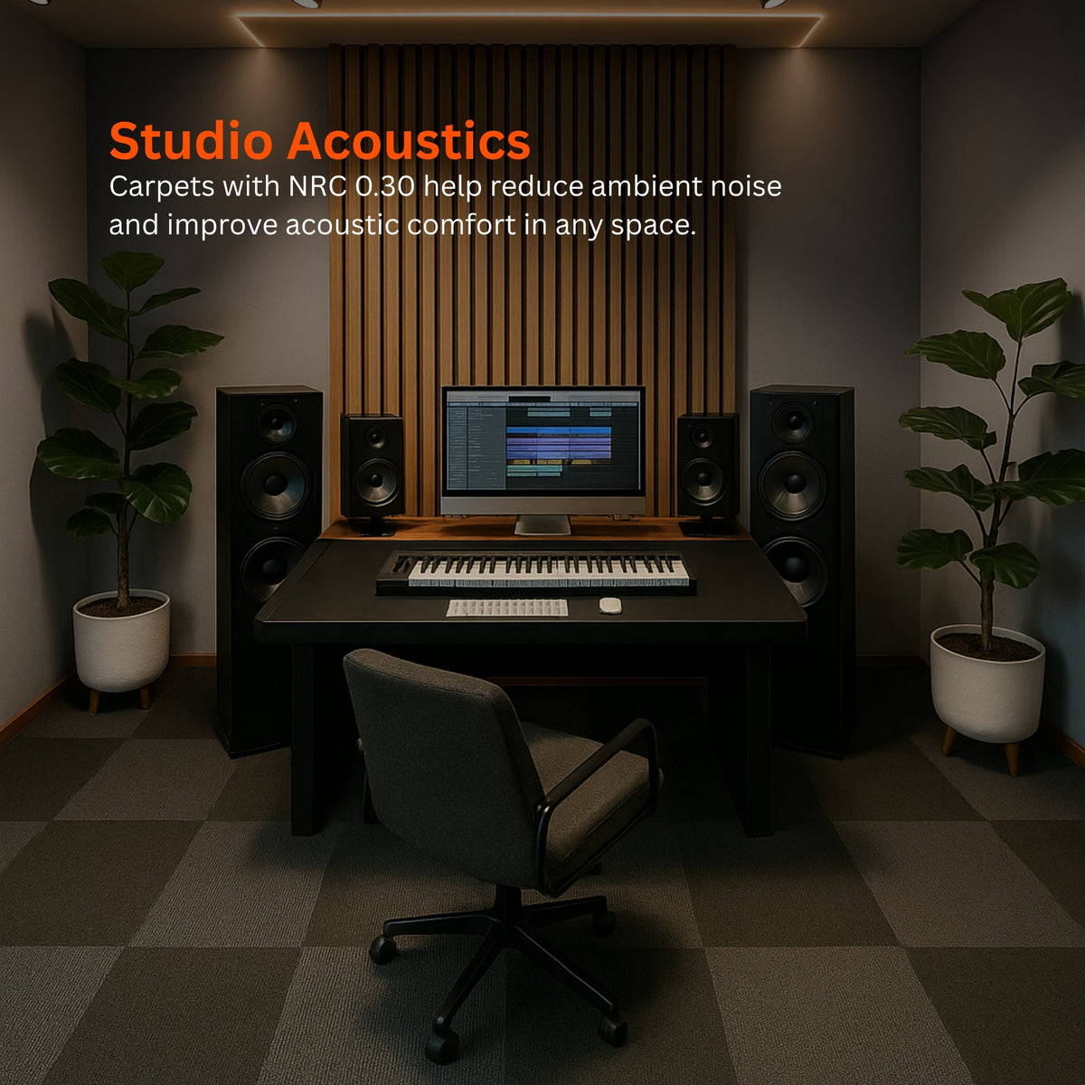 Acoustic Carpet Tiles | 50x50 cm | Davy's Grey | 64 Sq Ft